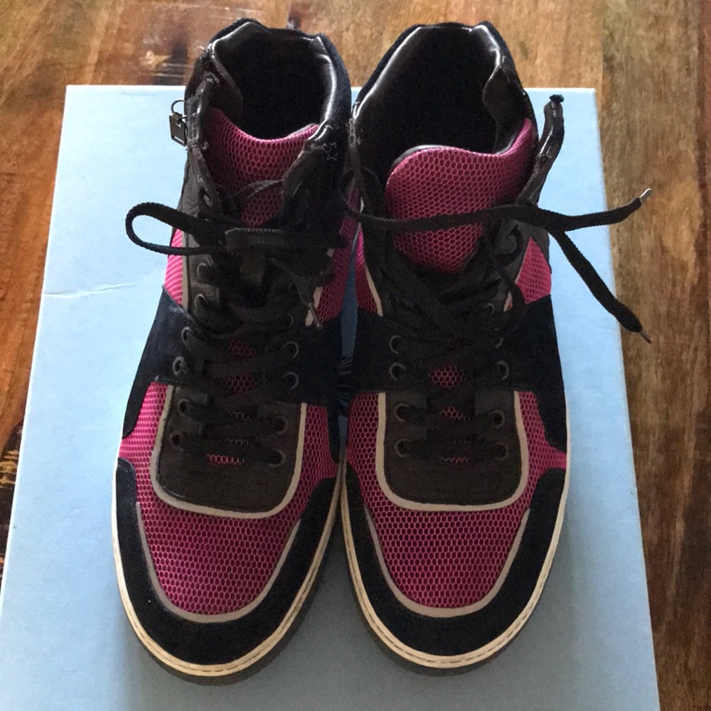 Lanvin Paris purple and black high top sneakers!